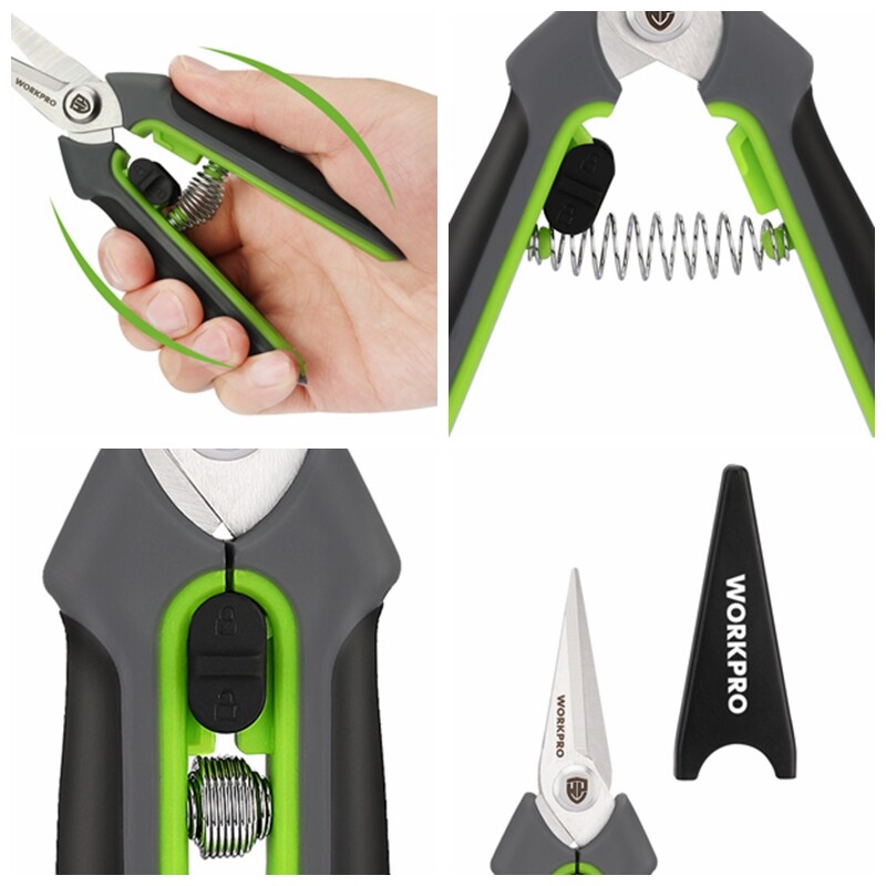 WORKPRO 2 Packs Pruning Shears 6.5" Gardening Scissors Snips Clippers Pruner Set