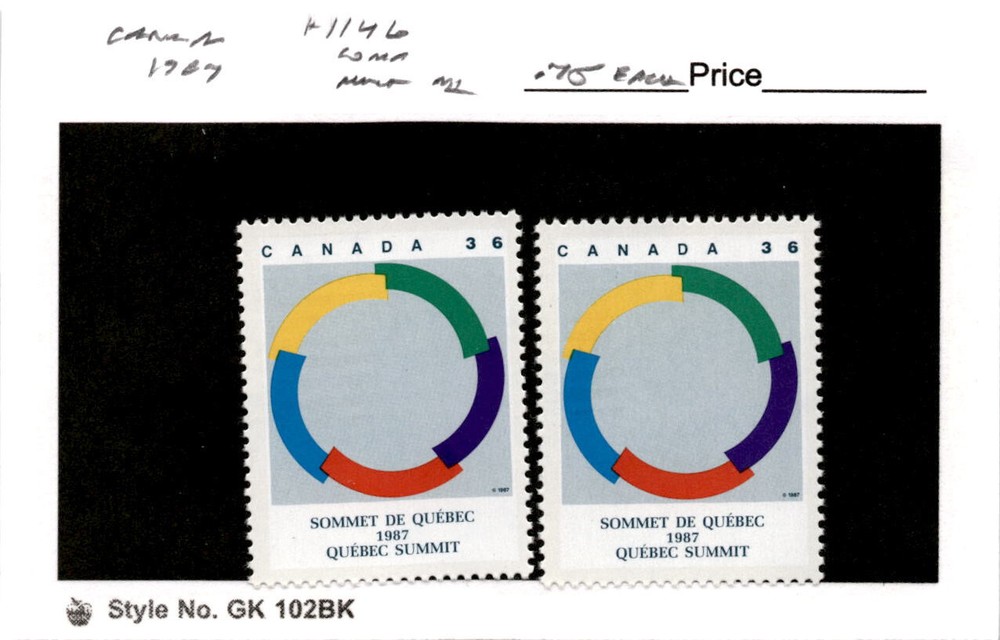 Canada, Postage Stamp, #1146 (2 Ea) Mint NH, 1987 (AB)