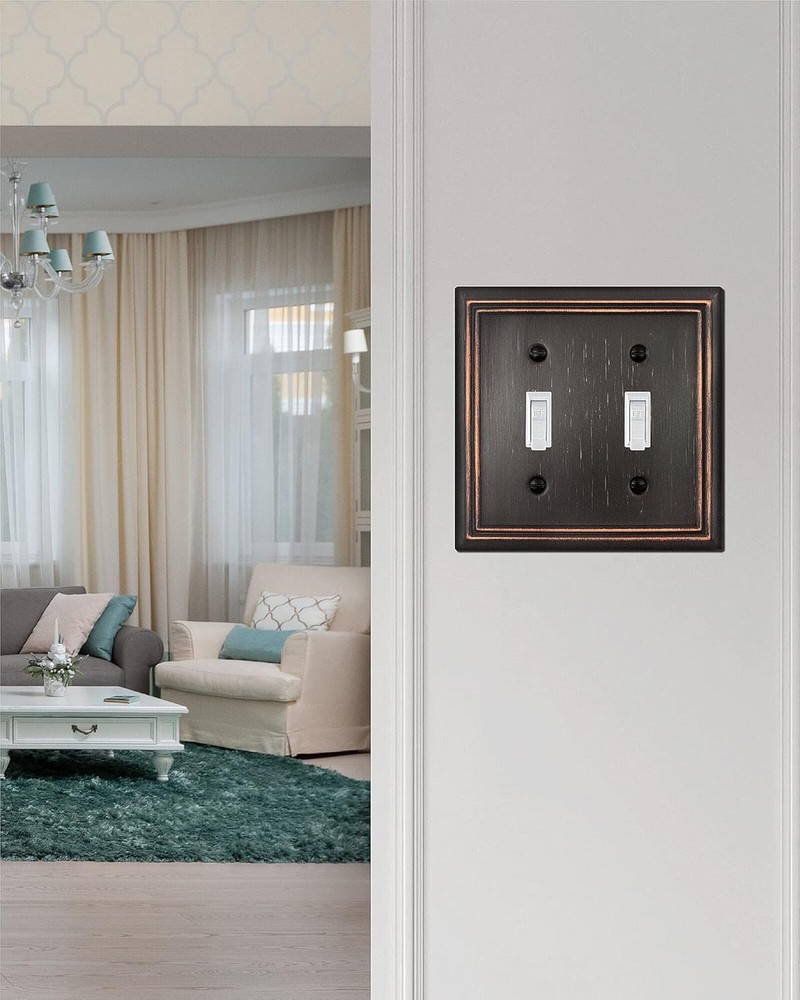 Double Toggle Wall Plate, Decorative Aged Bronze 2 2PK,
