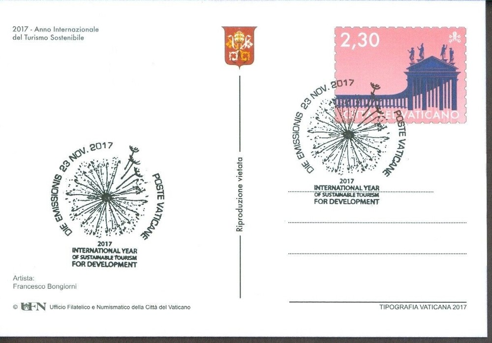 VATICAN - 2017 Tourism INTER POSTALI - VF FDC