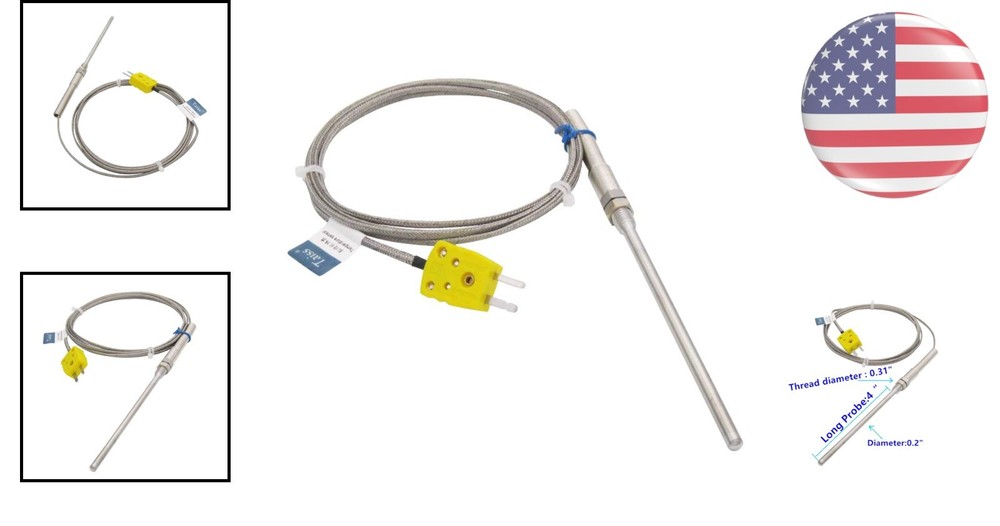 K-Type Thermocouple Sensor with 100mm Probe - Accurate Temperature Control
