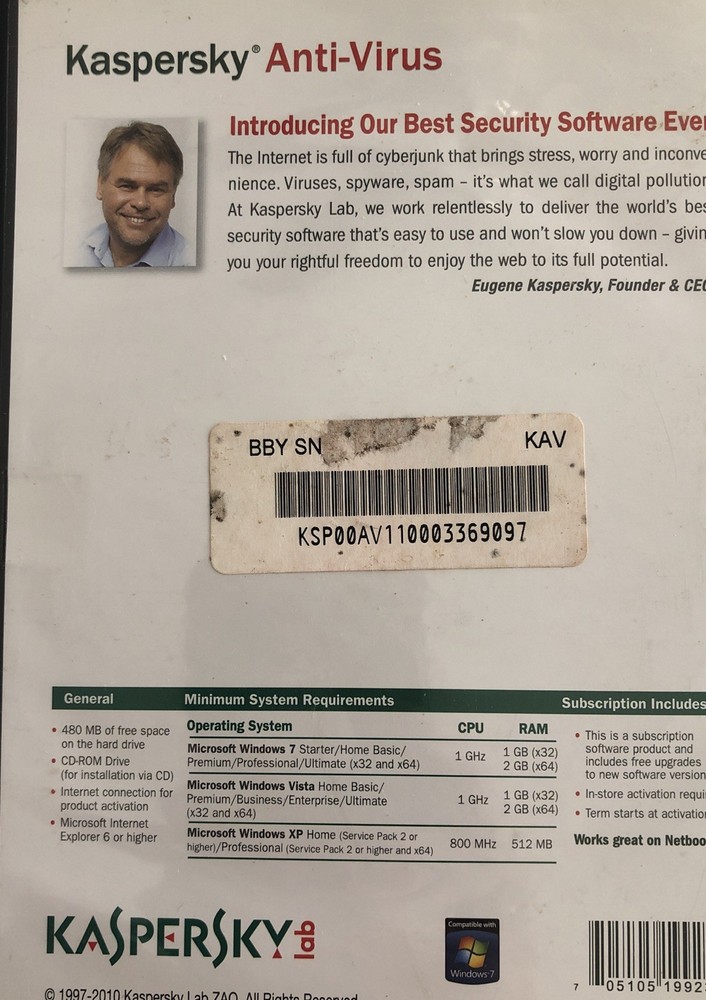 KASPERSKEY Lab Anti-Virus Protection PC⭐️Computer Security Software