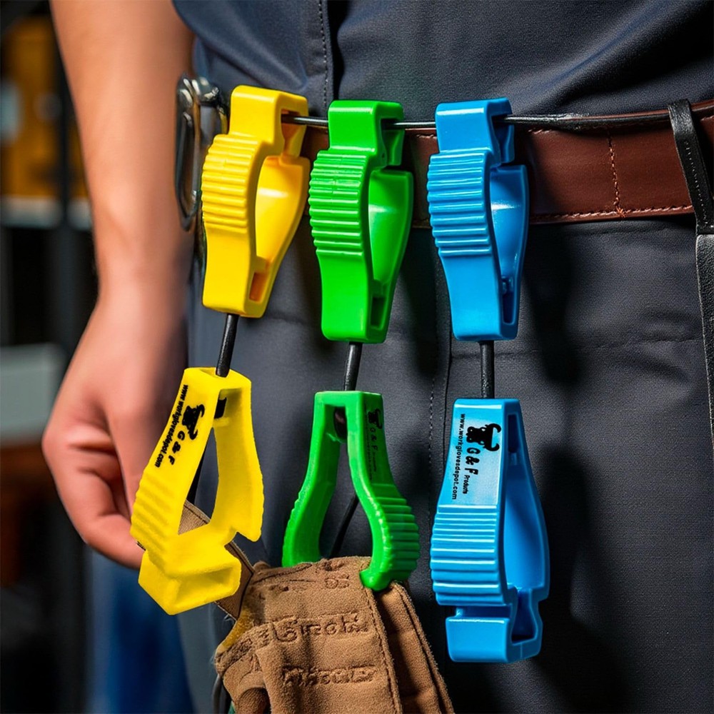 Work Glove Clips – Heavy-Duty, 360° Rotating, Spring-Loaded Fits All, Multi