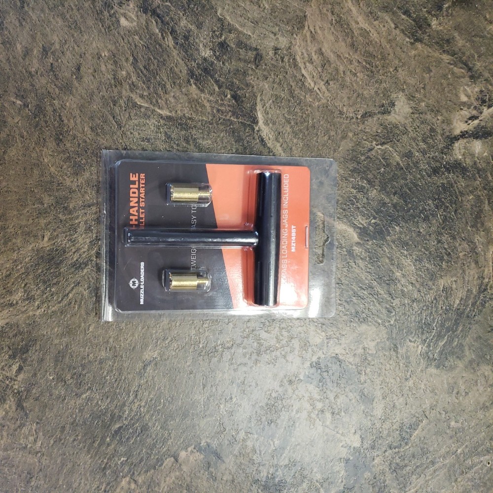 T-Handle Bullet Starter - Muzzleloader Bullet Starter w/ Brass Jags - Black