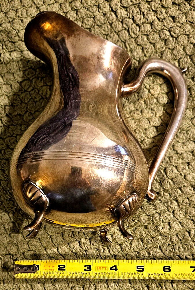 Vintage Silver / Silver Plate Footed Pitcher marked WA India