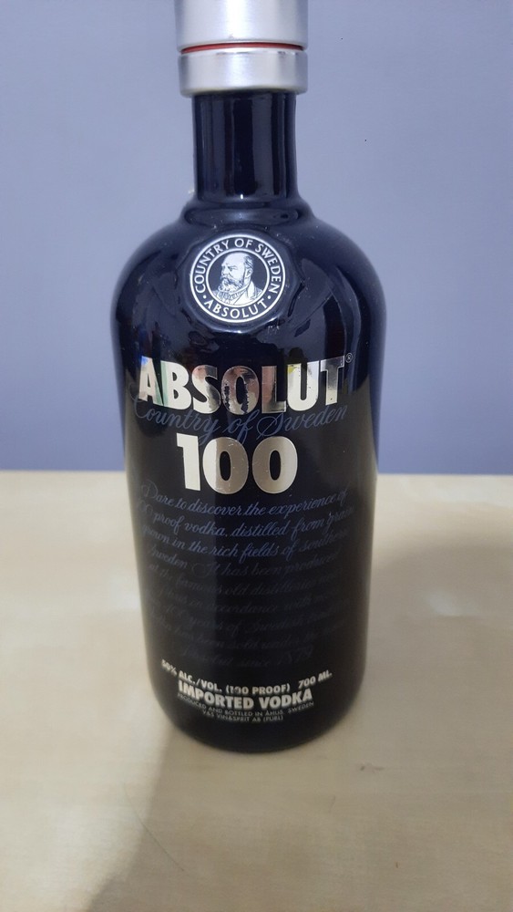 ABSOLUT VODKA 100 LIMITED EDITION, 700ml EMPTY BLACK BOTTLE