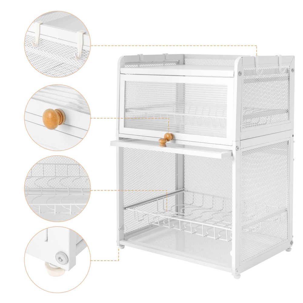 Detachable Drip Tray Storage Box Basket Dish Drying Rack Organized Kitchen