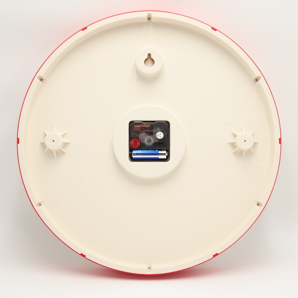Newgate 15" Smooth Sweep Wall Clock Red Frame British Design Quartz Working