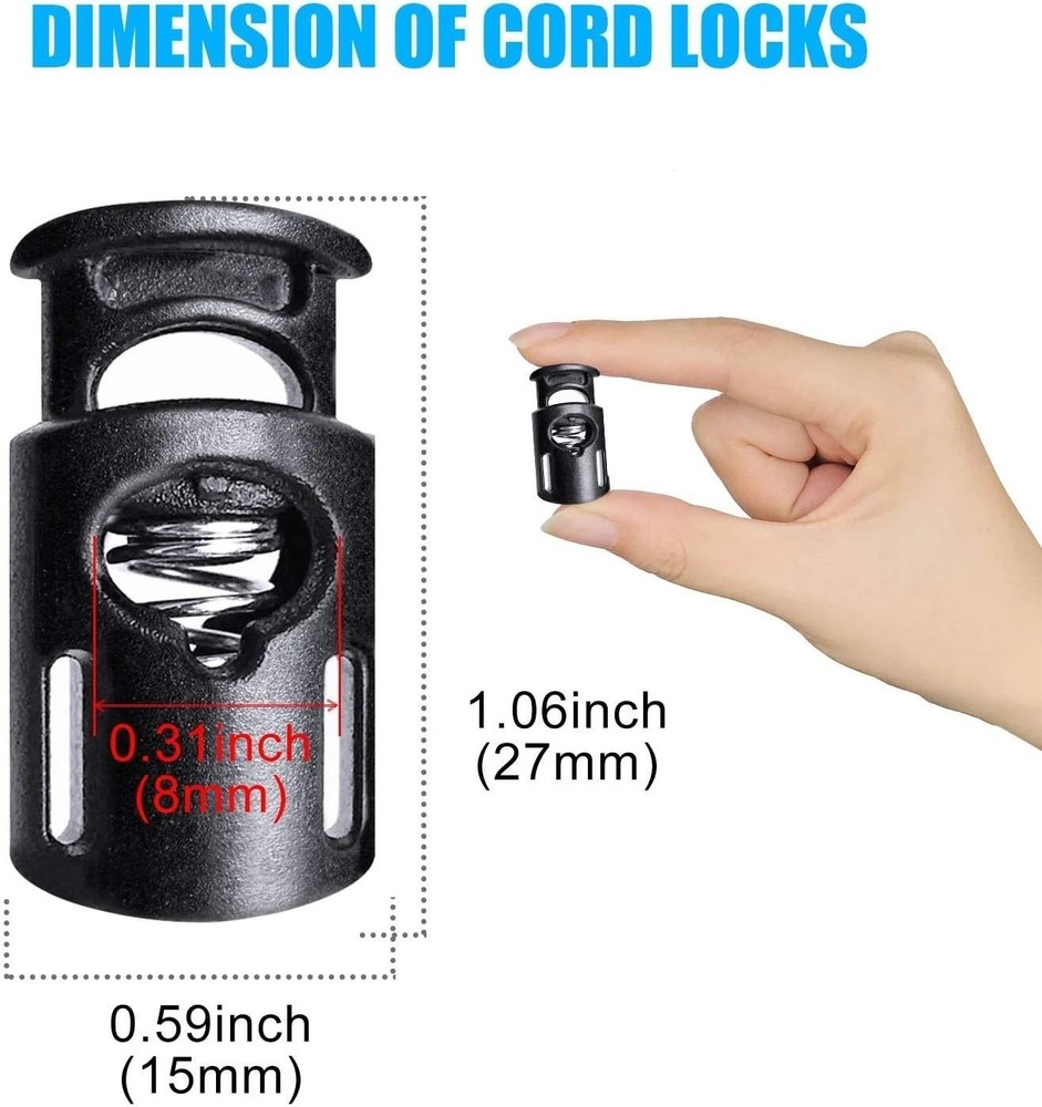 10 Pcs Durable POM Plastic Cord Locks - Secure Spring Toggles for Everyday Use