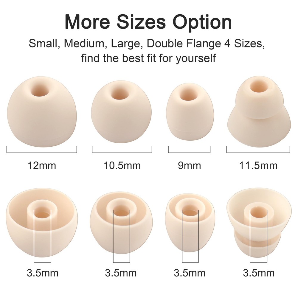 8 Pairs Replacement Eartips Silicone Buds Ear Tips Earbuds Set Lvory