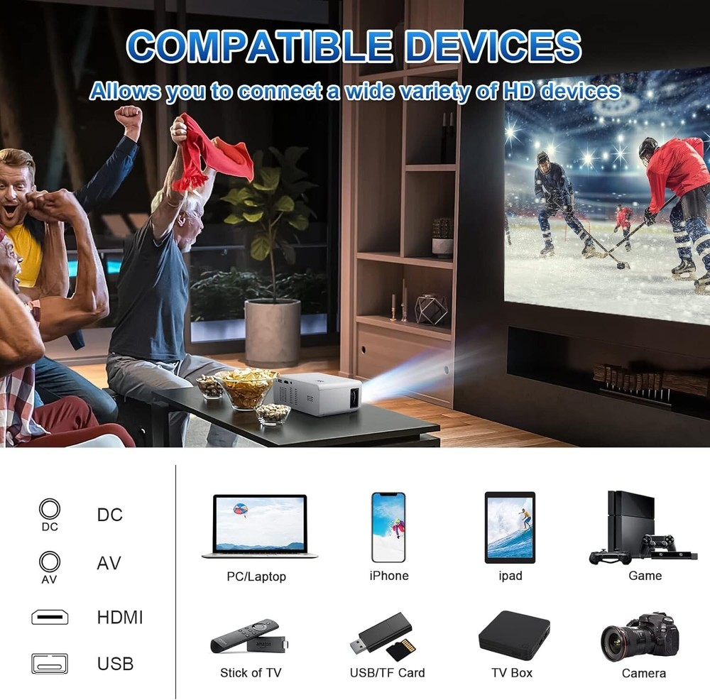 Mini Projector With Wifi 1080P Full HD Projector,