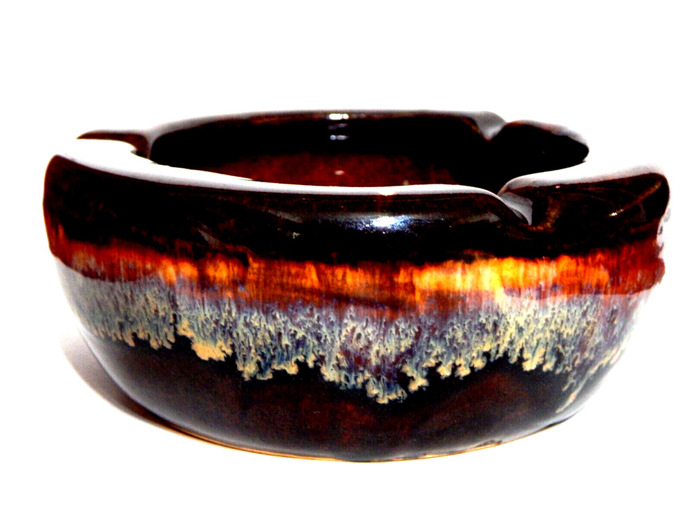 Stoneware 1960's Psychodelic Drip Ceramic Ashtray