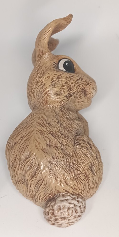 VTG Handmade Handpainted Signed Debs Place Ceramic Mold Rabbit 7.5"