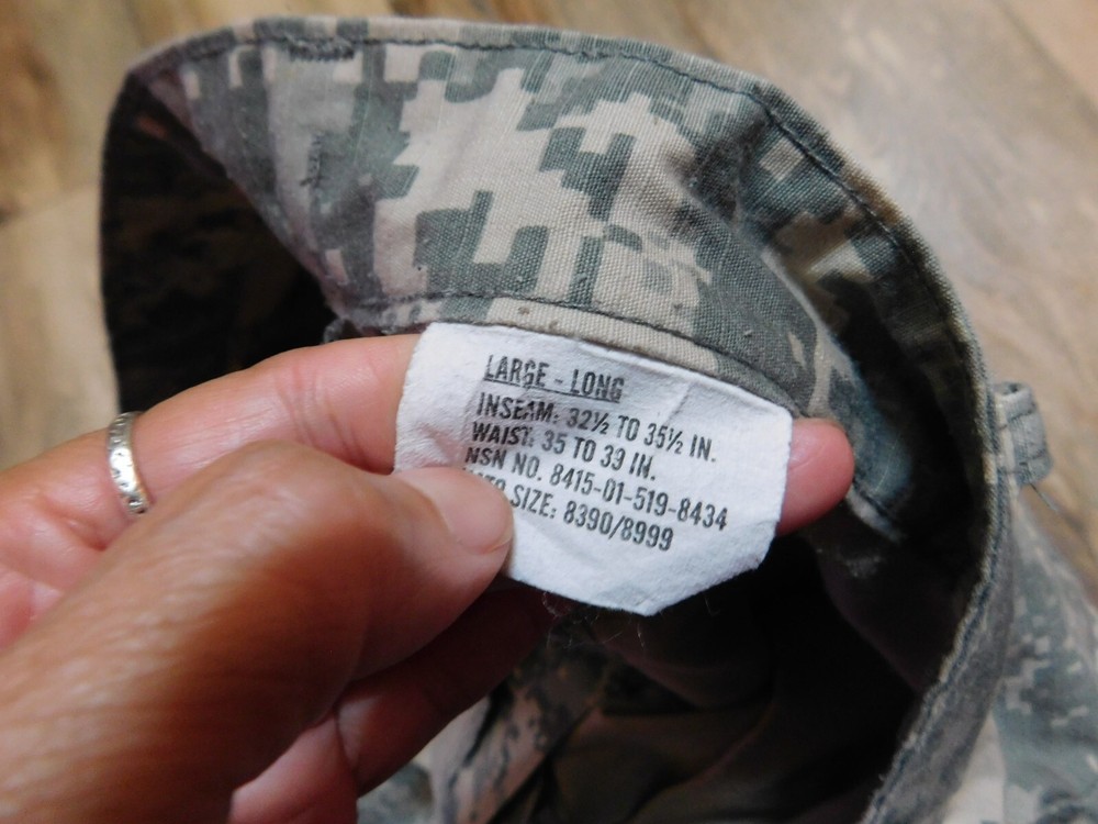 ARMY ACU PANTS SIZE LARGE - LONG