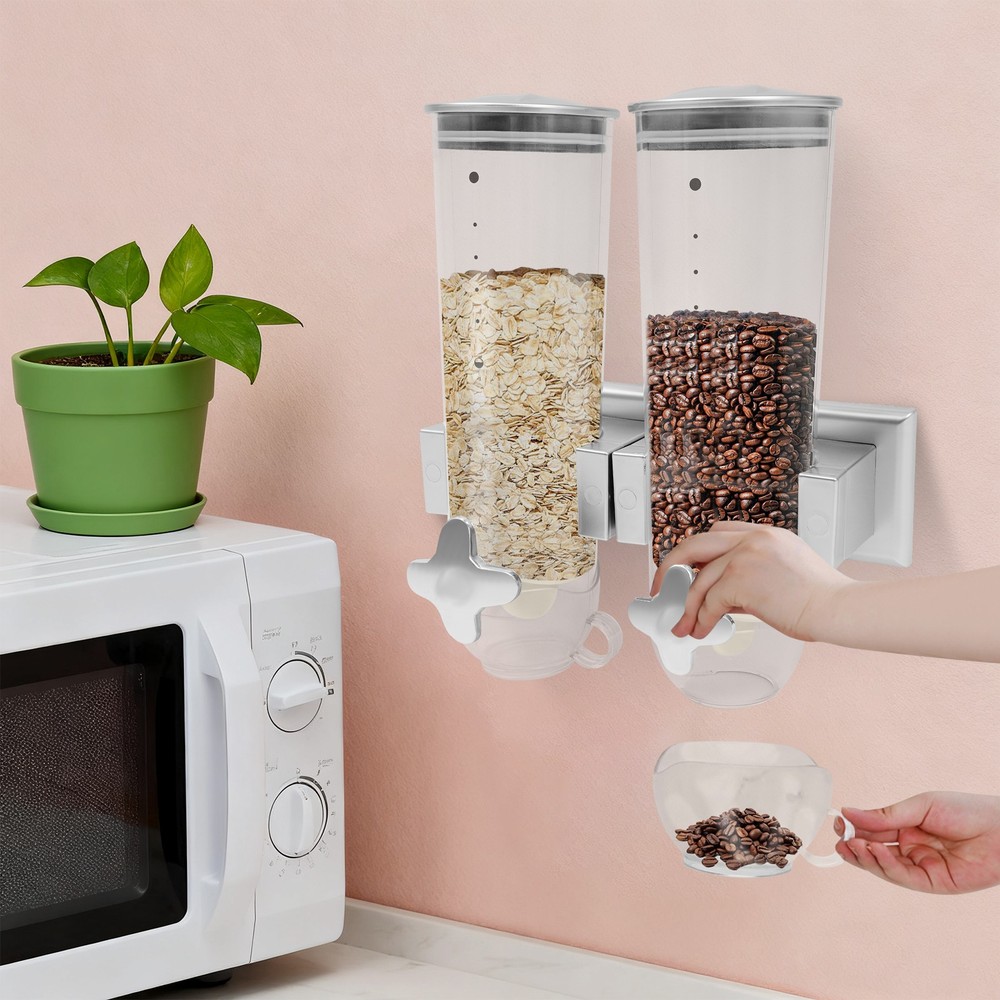 Wall-mounted Food Dispenser Column 3L/101oz Storage Container Silver