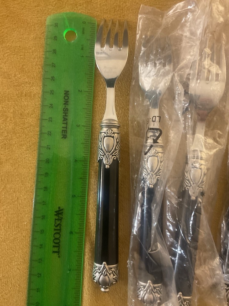 (4) Salad Forks Home Essential RENAISSANCE BLACK
