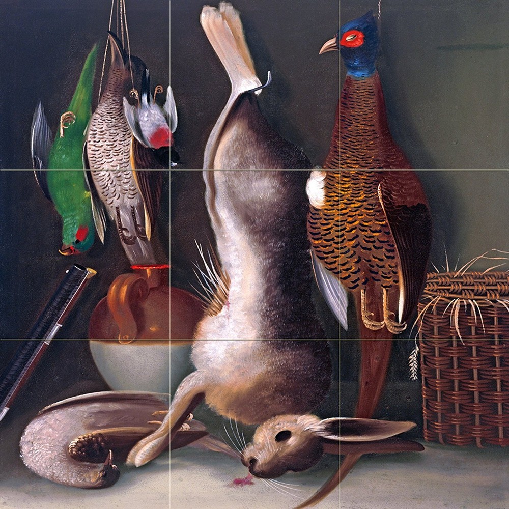 hunter mining hare pheasant Tile Mural Bathroom Wall Backsplash Marble Ceramic