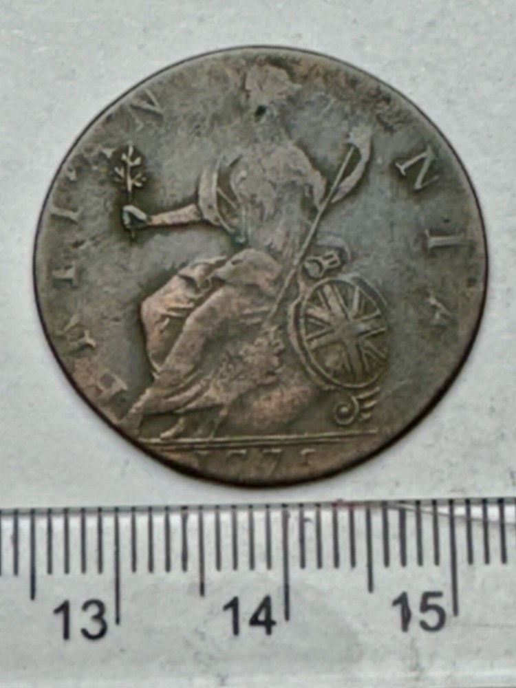 1775 George III Really Unusual Copper Halfpenny - Thin (E729)