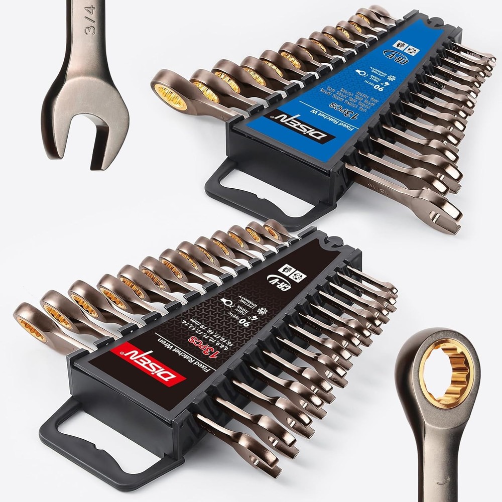 26 Piece Ratcheting Wrenches Set 90 Teeth, Combination Wrenches Set