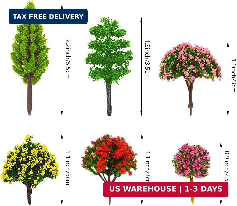 70pcs Mini Model Trees Mixed Miniature Trees Model Train Scenery Artificial Warg
