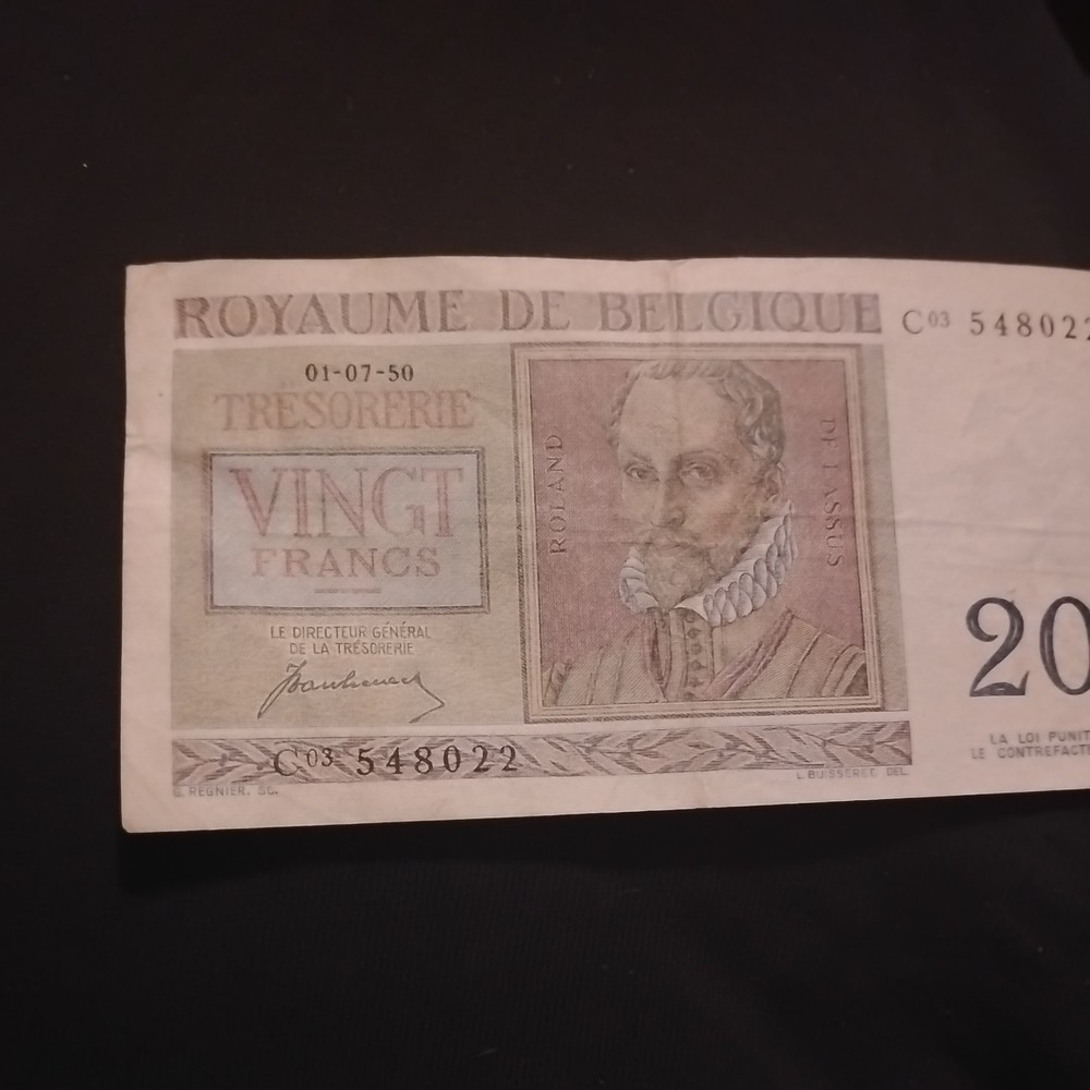 BELGIUM 20 Francs 1950 P-132a UNC Uncirculated