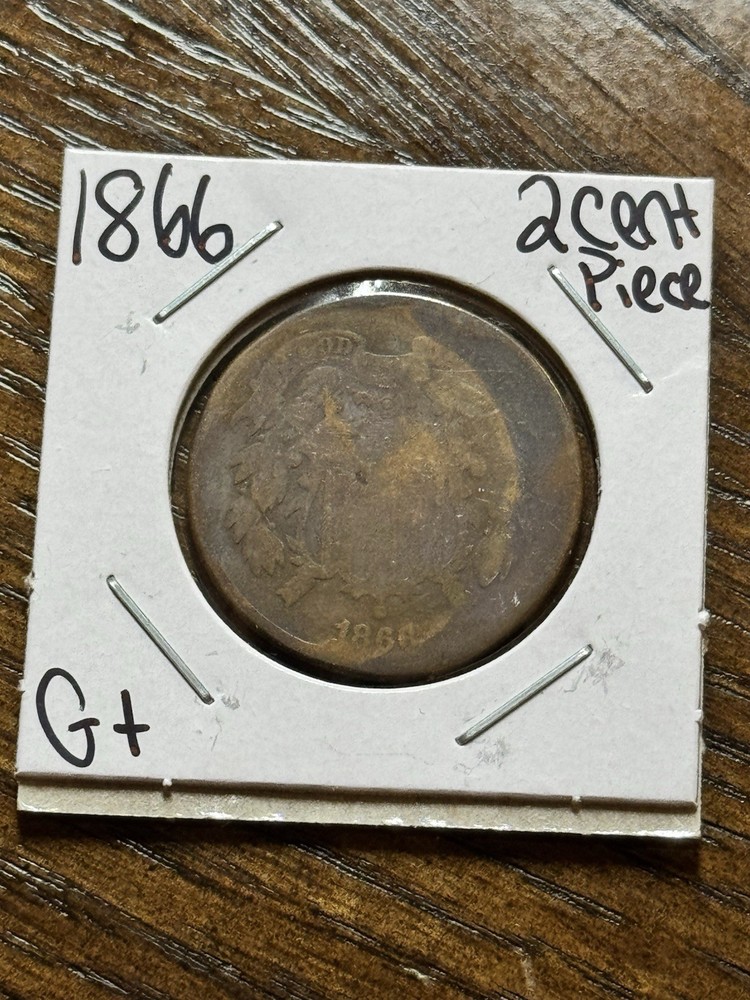 1866 Two Cent Piece Nice Good U.S. 2c Type Coin (Raw18667)