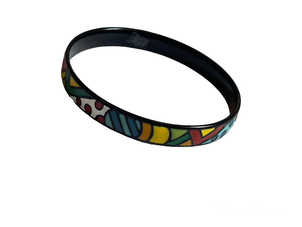 enamel on brass modern art bangle bracelet pop art Design