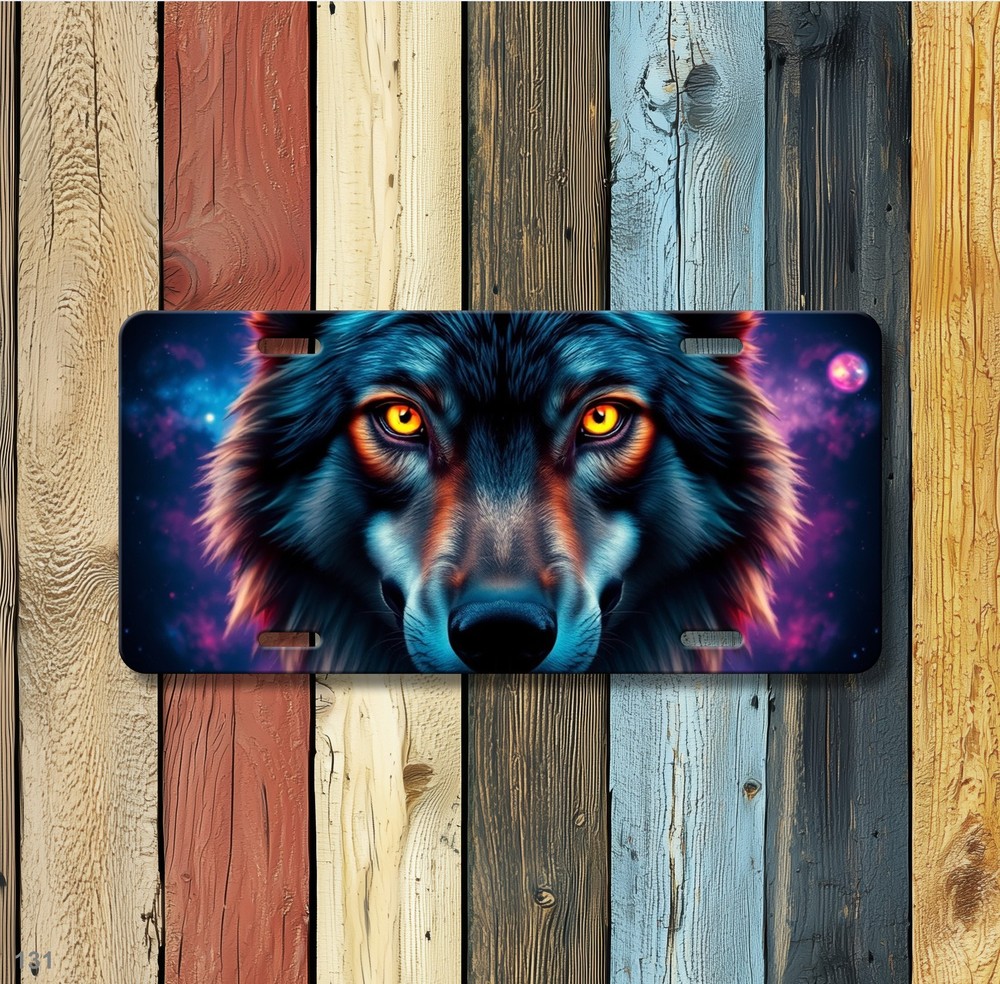 Bold Wolf License Plate Add Text Car Tag Gift Idea