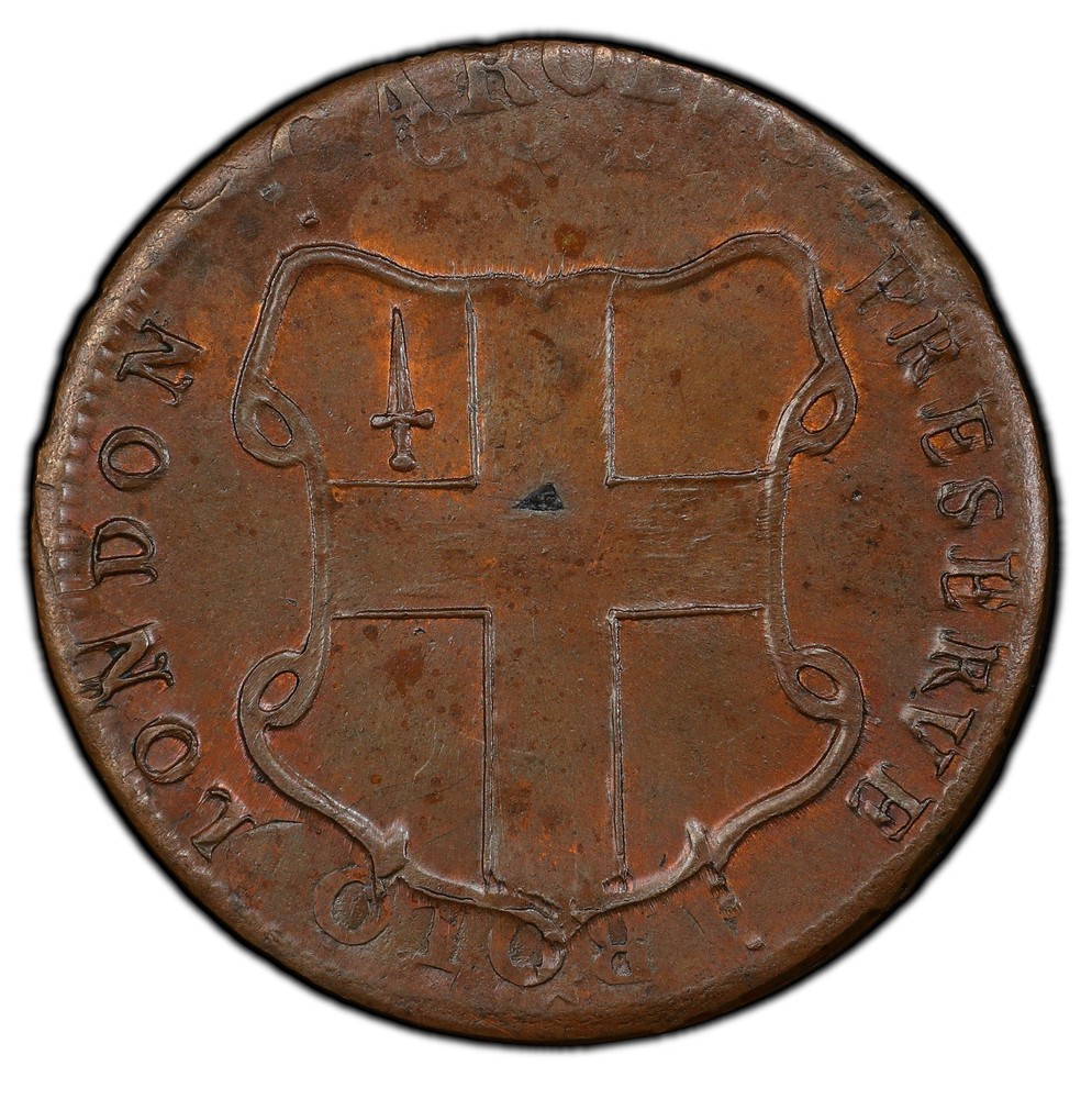 ELEPHANT LONDON, THIN 1/2 P PCGS MS 65 BN