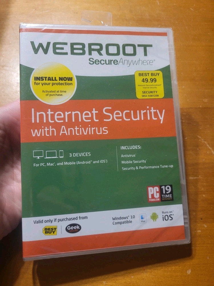 WEBROOT Secure Anywhere Internet Security with Antivirus PC Mac 3 Devices READ