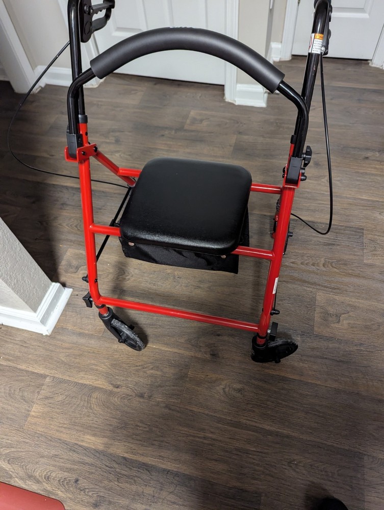 Drive 4-Wheel Foldable Rollator Walker With Seat Adjustable Height Red