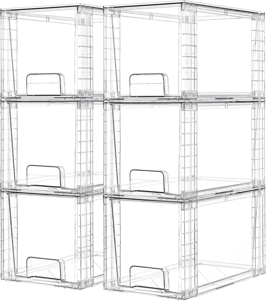 Vtopmart 4 Pack Large Stackable Storage Drawers,Easily Assemble Acrylic Bathroom
