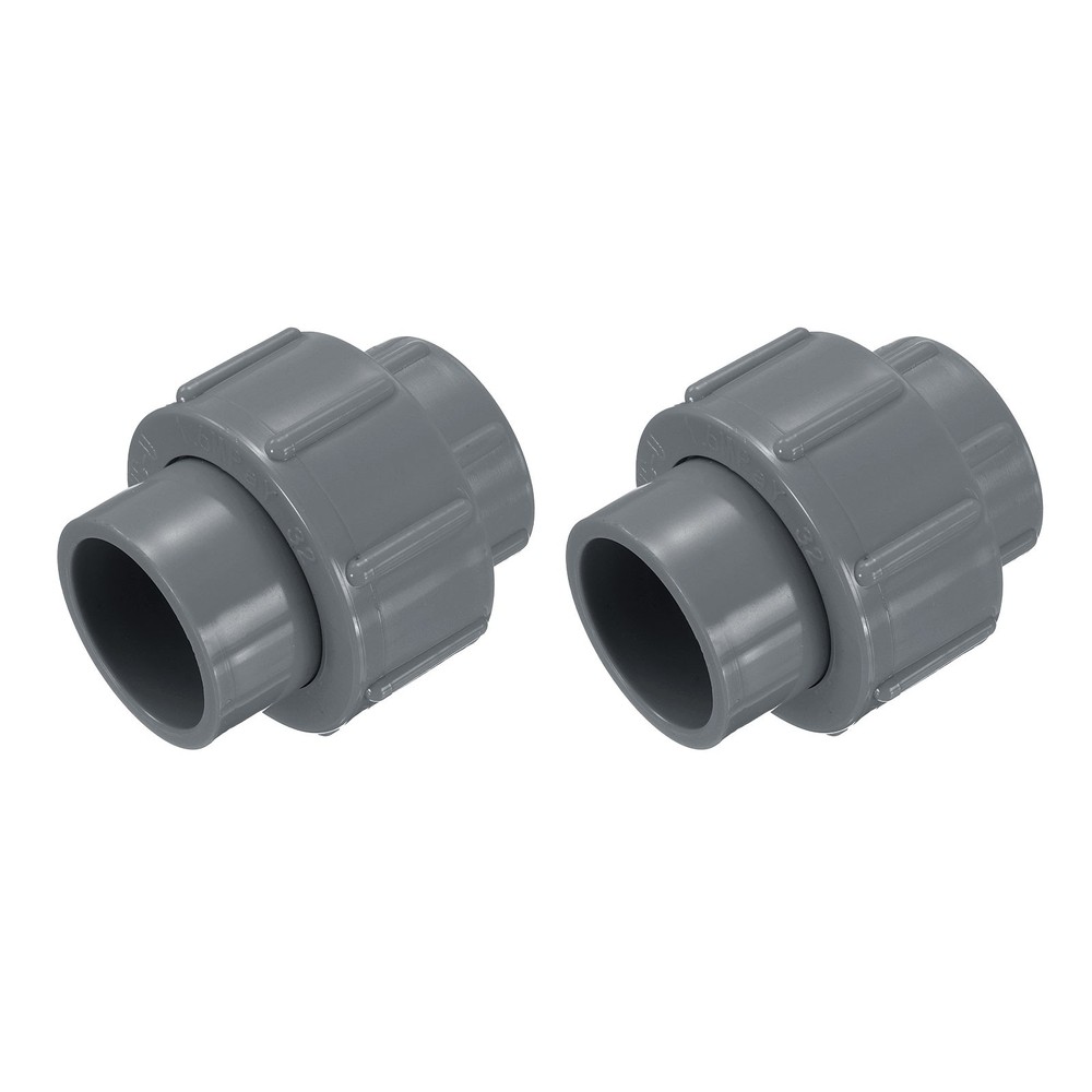 2 Pcs 1" Union PVC Coupling Pipe Fitting Adapter, Grey