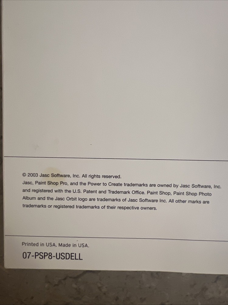 Jasc Paint Shop Pro 8 User Guide with Cd Dell Edition