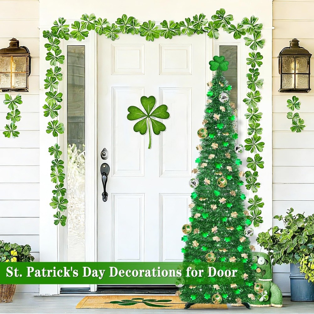 Timer & Shamrock - St Patricks Day Decorations, 5Ft Lighted St Patricks Day T...