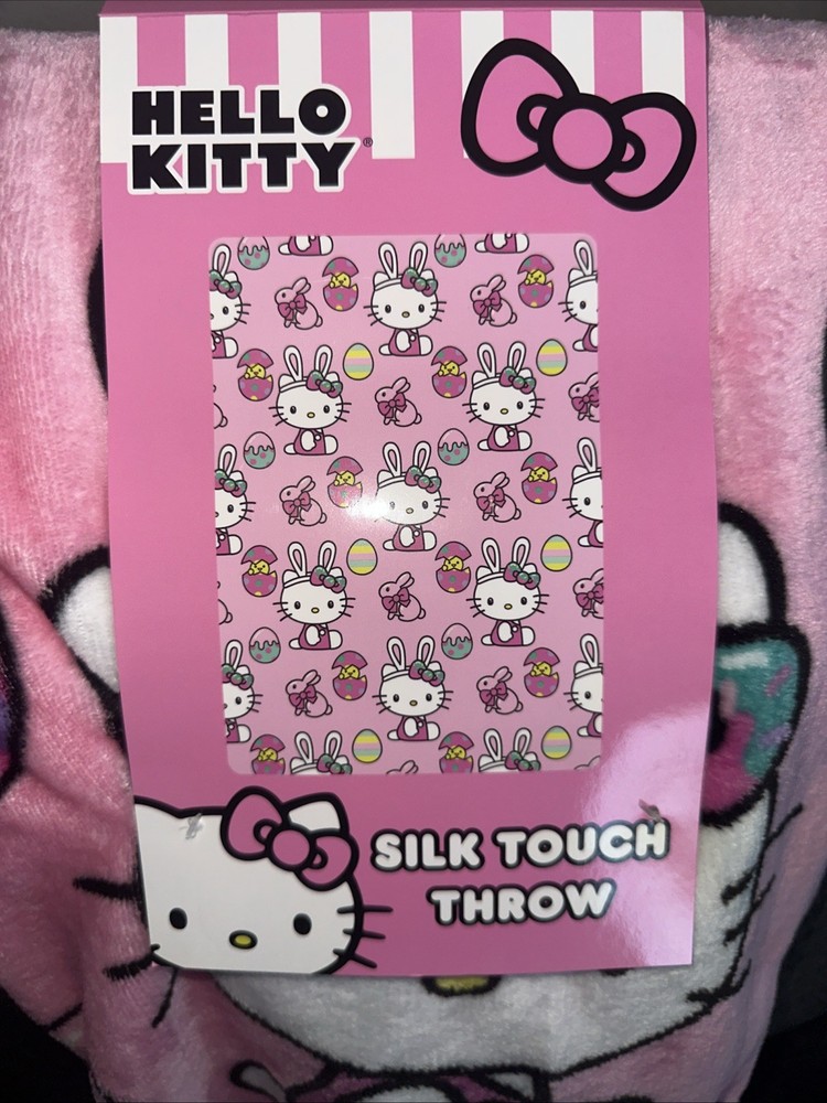 Hello Kitty Hello Easter Plush Silk Touch Throw Blanket 40”x50” Bunnies Chick