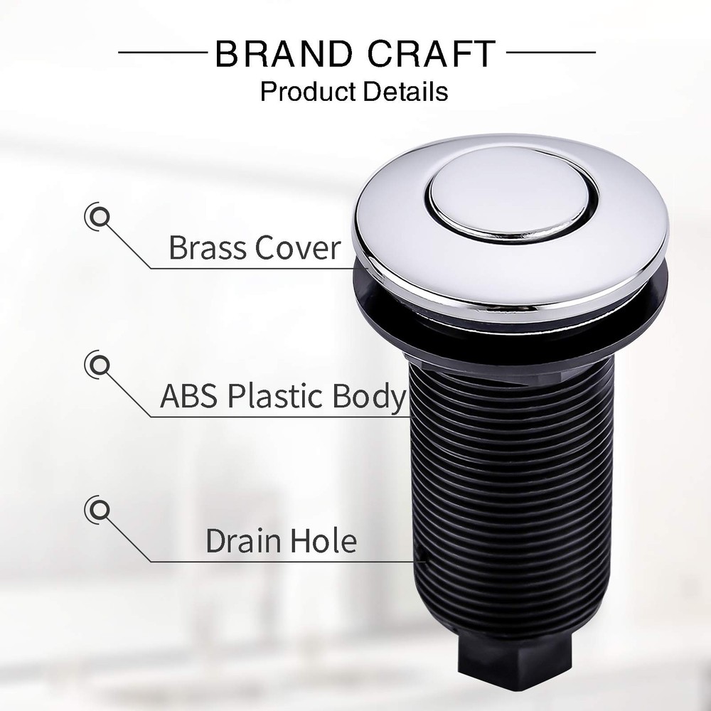 Garbage Disposal Switch Kit with Long Button, Chrome (Brass Cover)