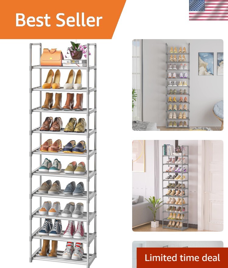 Adjustable and Stackable Shoe Organizer Shelf - Efficient Shoe Storage Solution