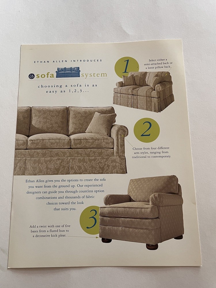 Ethan Allen Sofa System Sheet 1996