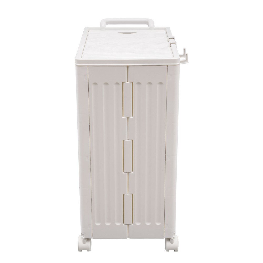 White Storage Box With Lid Universal Wheels Collapsible Storage Organizer