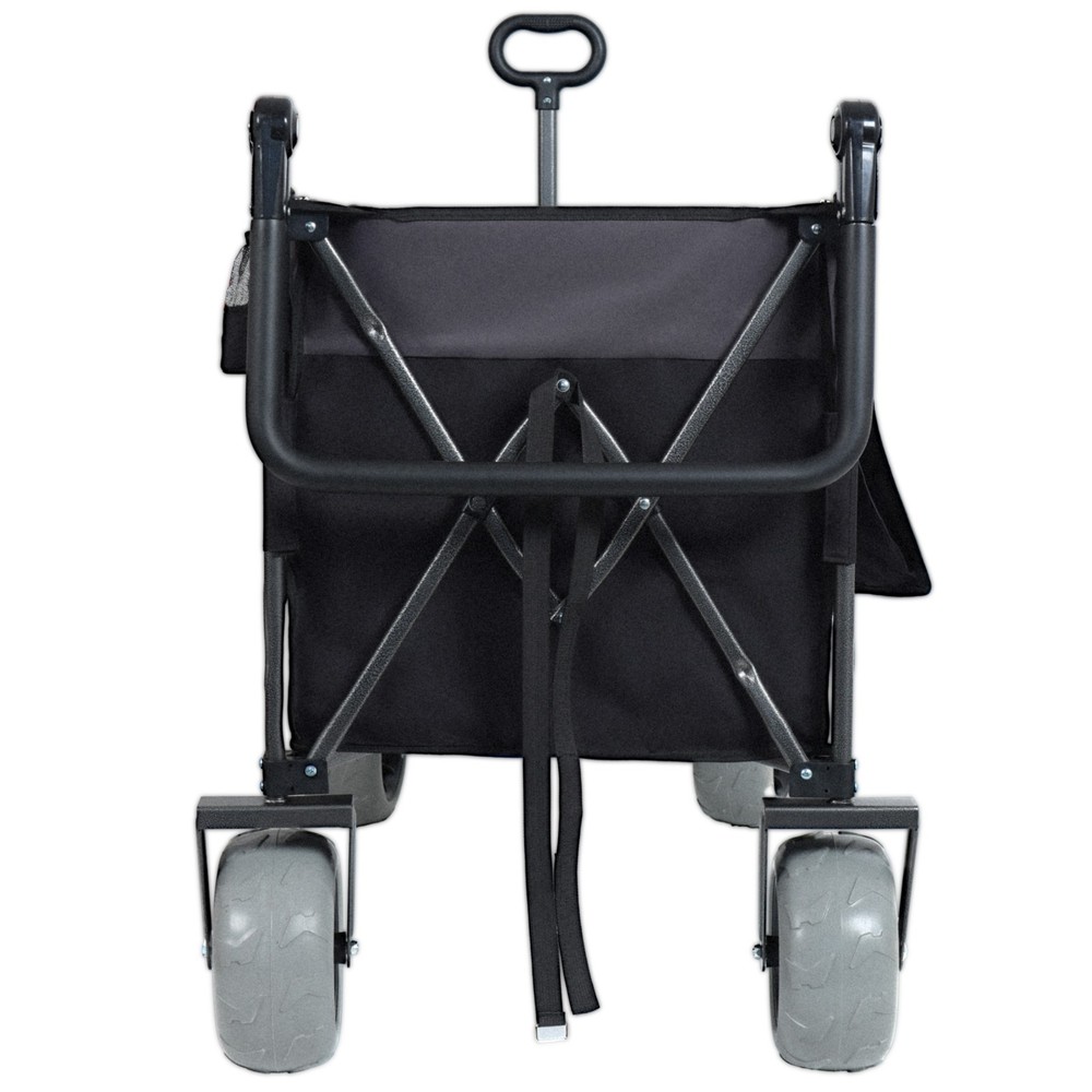 Push-Pull Folding Wagon Cart with Rotating Handle & Large Beach Tires