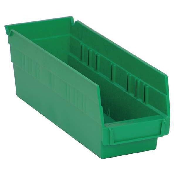 Quantum Storage Systems Qsb101gn Shelf Storage Bin, Polypropylene, Green, 4 In