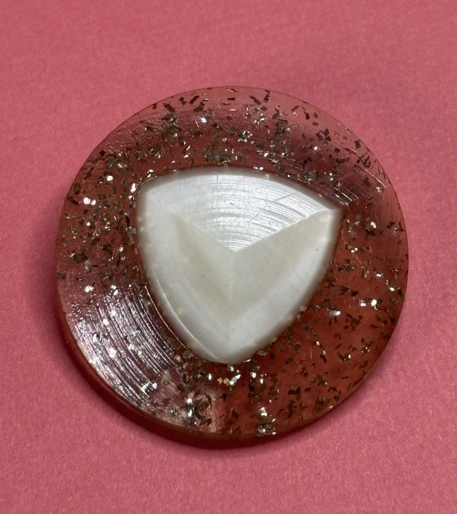 Vintage Large Glitter Lucite Button, 34mm