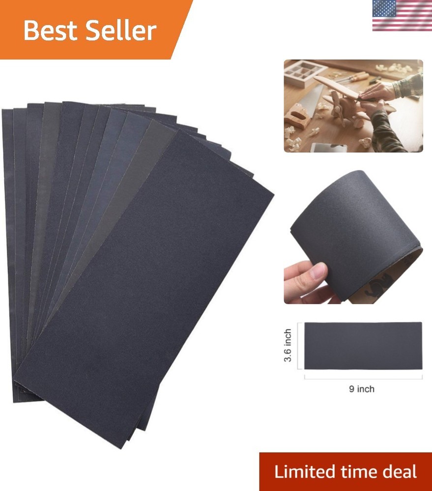 Versatile Silicone Carbide Sandpaper Sheets - 9 x 3.6 Inch, 12 Assorted Grits