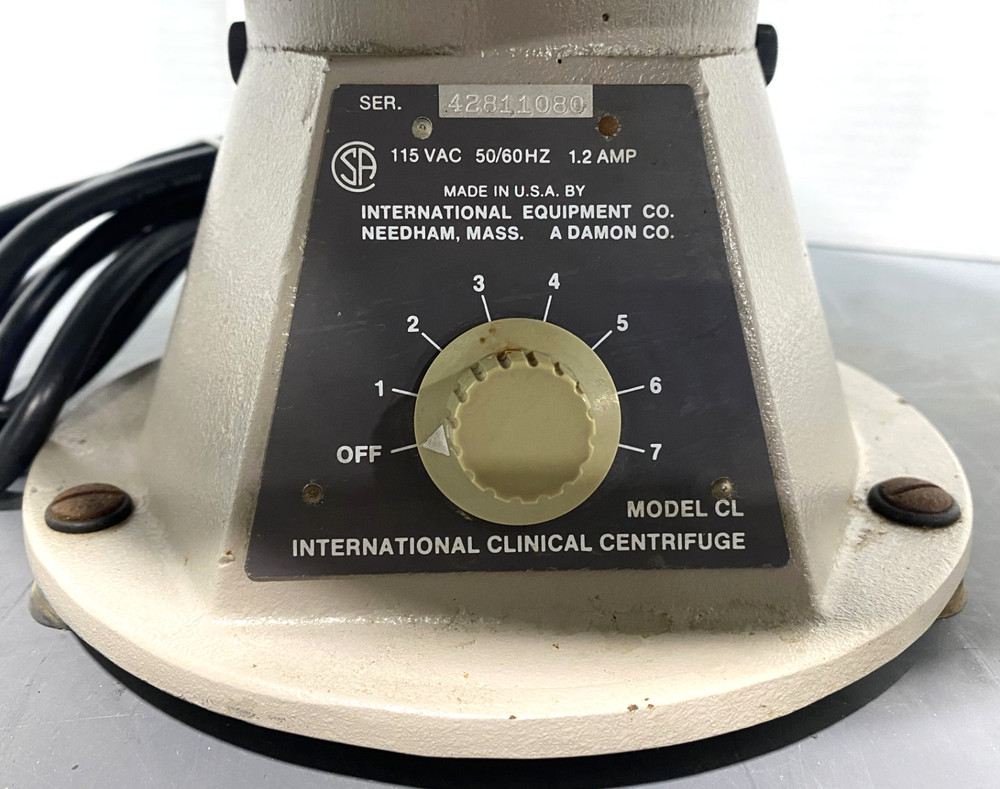 International Equipment Co. CL Centrifuge Missing Sample Rotor Tested