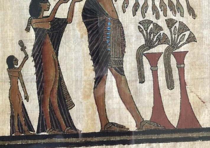 Hand Painted Egyptian Papyrus Framed Art