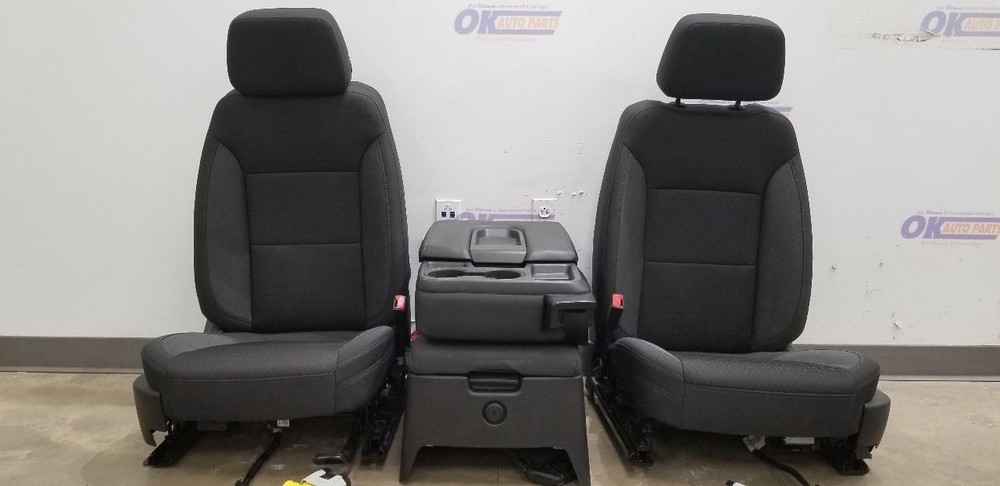 20 CHEVY SILVERADO 1500 LT FRONT SEAT SET WITH CONSOLE BLACK CLOTH HEATED