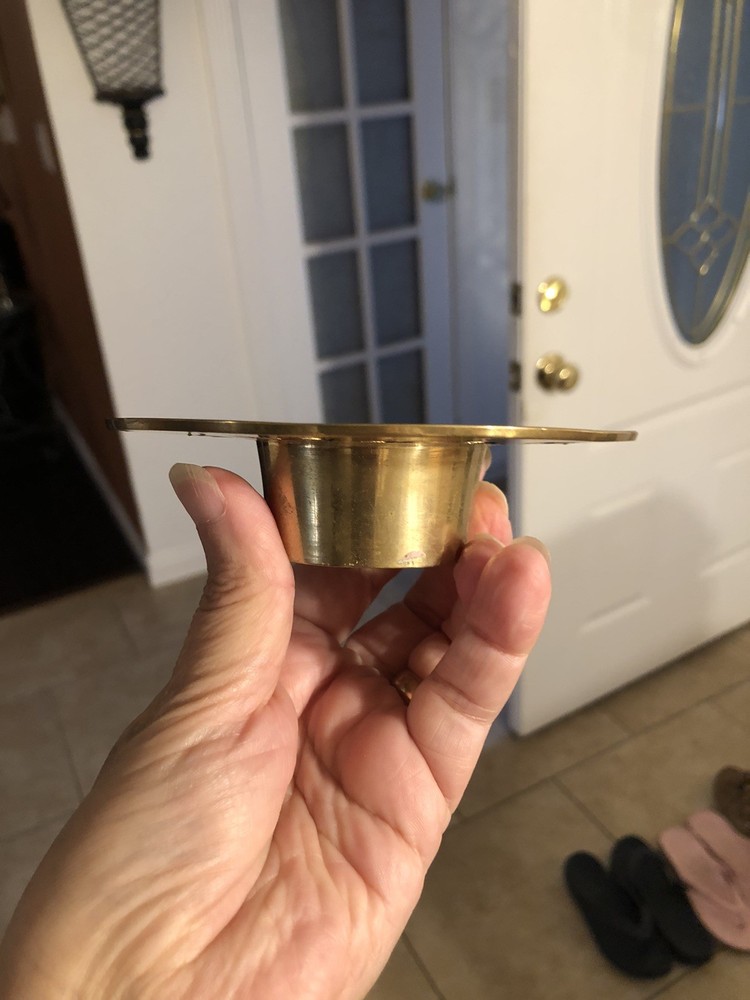 5 Brass Candle Holders 4-1/2" Holly Leaf Berry Design