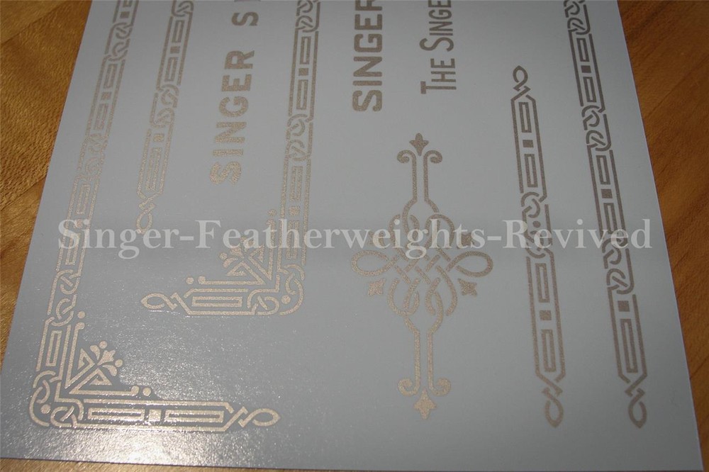 SINGER FEATHERWEIGHT SILVER METALLIC **PRE TRIMMED** DECALS / SCREEN PRINTED