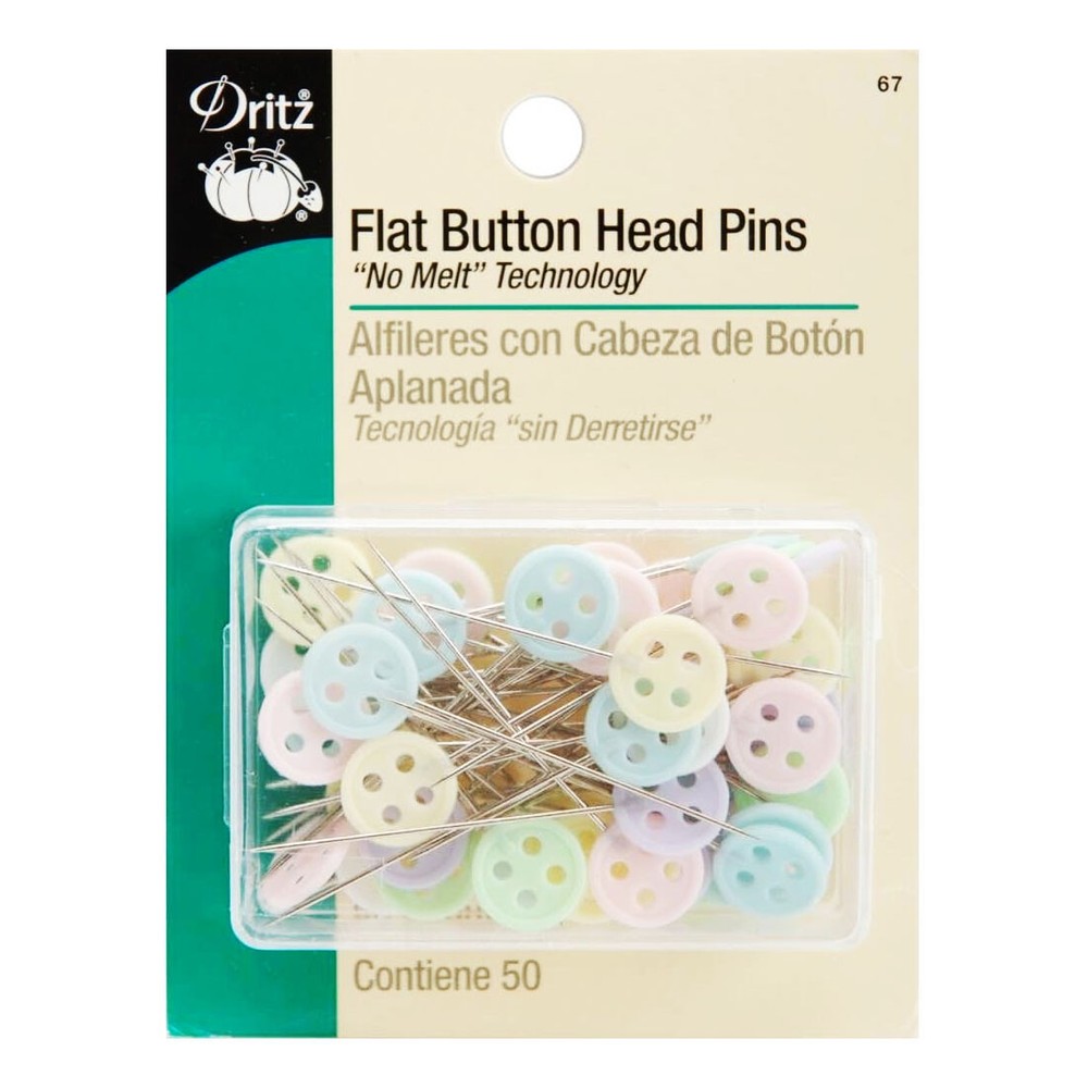 Dritz 67 Flat Head Pins, Button, 1-3/4-Inch (50-Count)